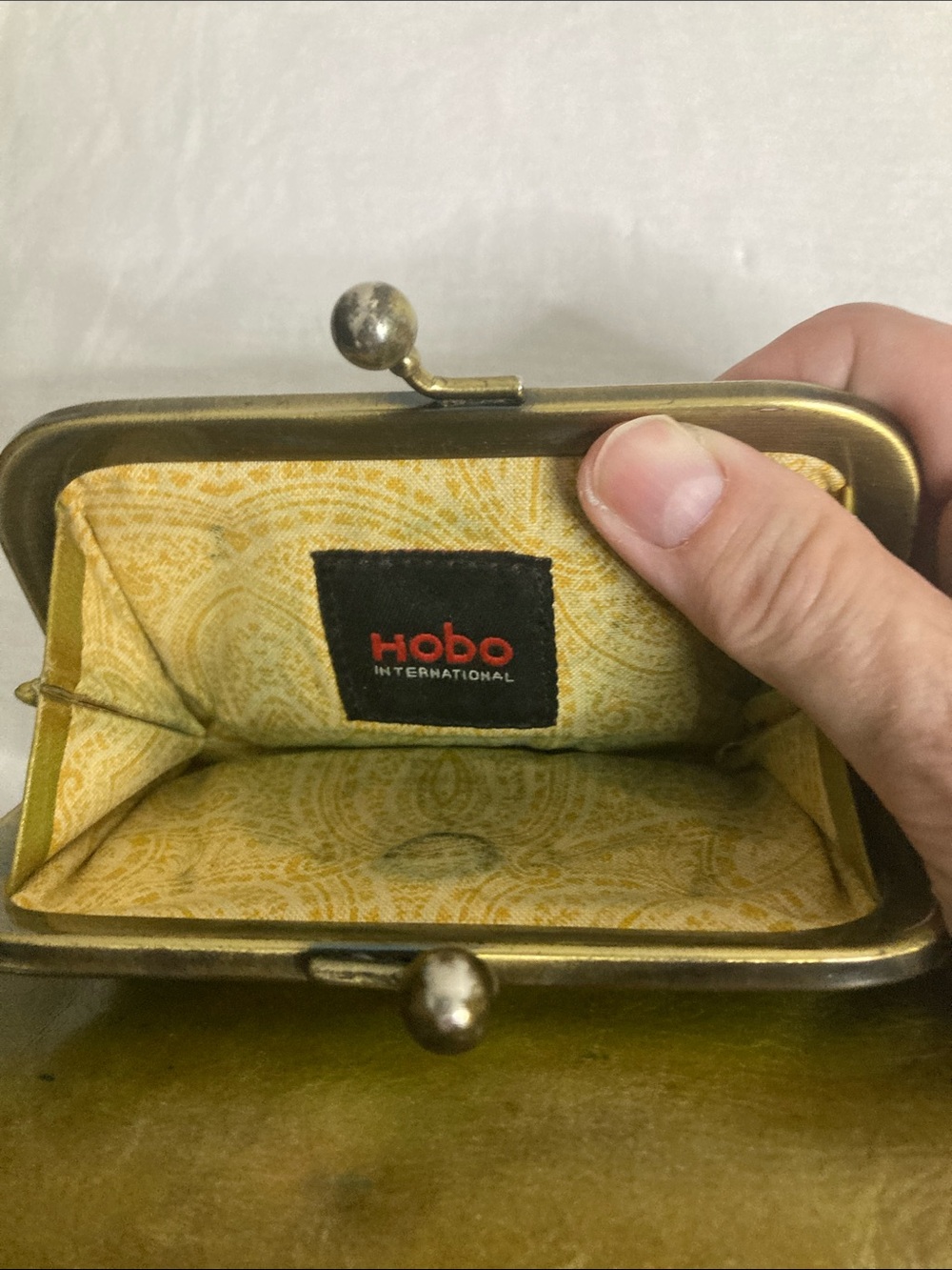 HOBO Olive-Toned Green Leather Kiss-Lock Wallet - Picture 9 of 9